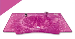 Cam Lavabo Kelebek Modeli 80x56 cm ürün görseli