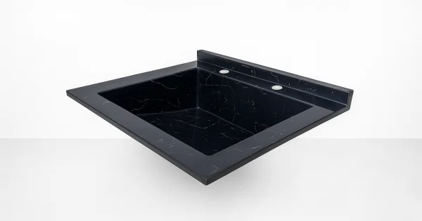 Dökme Akrilik Berber Lavabosu Siyah 70x48 cm akrilik lavabo ürün görseli