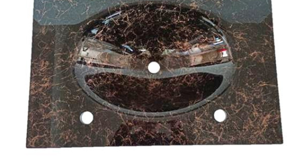 Cam Lavabo 12 mm 100×56 cm Siyah Bakır Desenli ürün görseli