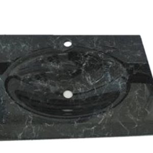 Cam Lavabo 15 mm 100×56 cm Gri Desenli Siyah ürün görseli