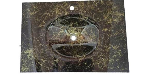 Cam Lavabo Siyah Beyaz Desenli 100×56 cm 12 mm ürün görseli