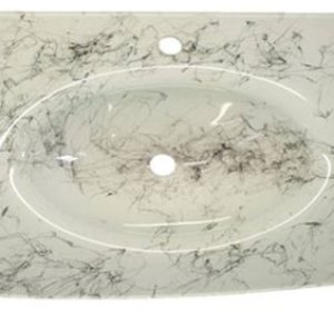 Cam Lavabo 15 mm 100×56 cm Beyaz Siyah Desenli ürün görseli