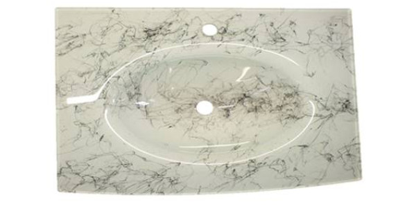 Cam Lavabo 15 mm 100×56 cm Beyaz Siyah Desenli ürün görseli