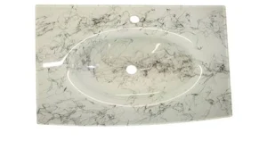 Cam Lavabo 12 mm 100x56 cm Beyaz Siyah Desenli ürün görseli