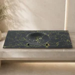 Oscar Antrasit Altın Damarlı Kuaför Cam Lavabosu 150x52 cm — farklı açıdan