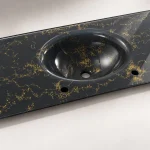 Oscar Antrasit Altın Damarlı Kuaför Cam Lavabosu 150x52 cm — yüzey detayı